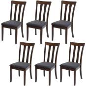 HHG - Lot de 6 chaises de salle à manger 525 tissu/textile bois massif cadre foncé, gris foncé - grey