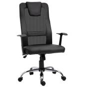 HOMCOM Fauteuil chaise de bureau ergonomique hauteur d'assise réglable pivotante 360 ° nylon revêtement P.U maille 66 x 73 x 118 cm noir