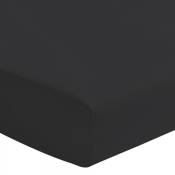 Home Linge Passion - le drap housse uni 100% Coton - Bonnet 30cm couleurs - Noir, épaisseur/bonnet - 30 cm, matière - 100% coton, tailles - 160 x 200