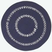 Homescapes - Tapis rond tissé à plat en coton ajouré Bleu marine, 70 cm - Bleu Marine