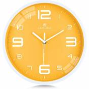 Horloge murale jaune silencieuse moderne avec de grands