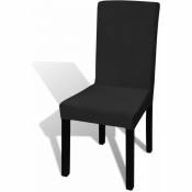 Housse de chaise droite extensible 4 pcs noir - Inlife