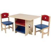 Kidkraft - Table, chaises et bac rangement enfant en bois Etoile