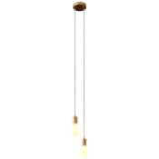Lampe suspension multiple 2 bras avec câble textile et finitions en métal Kit bricolage - Avec ampoule - Bronze satiné - Avec ampoule
