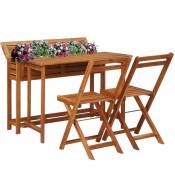 Les Tendances - Table de balcon avec 2 chaises de bistro Bois d'acacia massif
