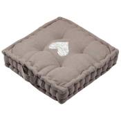 Lovely Casa - Coussin de sol 45x45 cm Meane taupe coton - Taupe