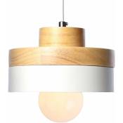 Luminaire suspendu contemporain en bois et métal Abat-jour blanc Abat-jour industriel led Plafonniers modernes suspendus Luminaires 1 lumière pour