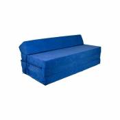 Matelas pliable avec oreiller - Housse lavable - 200cm x 120cm x 10cm - Bleu foncé - Bleu