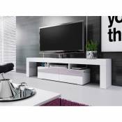 Meuble banc tv blanc laque - 1M90 - leds non fournies