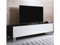 Meuble tv 1 porte | 160 x 42 x 40cm | noir et blanc