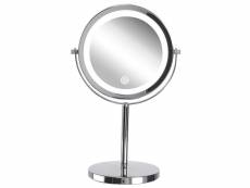 Miroir de table grossissant avec led ø 20 cm argenté