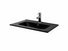 Ml-design lavabo en céramique noir mat 61x16,5x46 cm anguleux, lavabo à encastrer avec trou pour robinet et trop-plein, à poser sur lavabo lavabo à ma