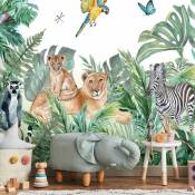Papier peint panoramique jungle préencollé animaux