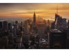 Papier peint panoramique new york skyline orange chaude et brun grisé - 601016 - 3,6 x 2,7 m 601016