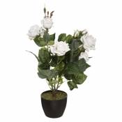 Plante Artificielle Décorative Rosier velours 43cm - Blanc - - Blanc