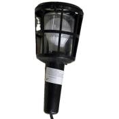 Pro.tec - Baladeuse led 8W cage plastique noire ampoule E27 230V 3000K 700lm protection verre + cable longueur 5m