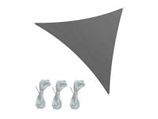 Rebecca mobili voile d'ombrage triangulaire en polyéthylène gris avec cordes 3x3x3