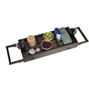 Relaxdays - Pont de baignoire bambou tablette de bain extensible salle de bain plateau de baignoire planche, brun foncé