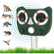 Répulsif pour chat, répulsif à ultrasons à énergie solaire IP66 étanche avec fréquence réglable pour garder les animaux 5 modes réglables Répulsif