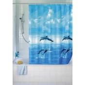 Rideau de douche original dauphins 180x200 cm coloris bleu salle de bains