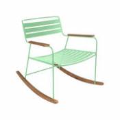Rocking chair Surprising / Métal & teck - Fermob vert en métal