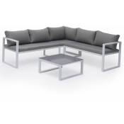 Salon de jardin modulable ibiza en tissu gris 4 places - aluminium blanc - grey