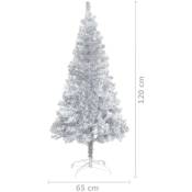 Sapin de Noël Argenté Artificiel 120 x 65 cm et pied support pour un Noël original. - Argent