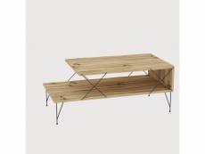Table basse design à 2 plateaux cayena bois clair