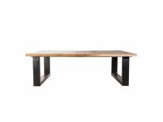 Table basse rectangulaire 120x70cm en bois massif et métal taty