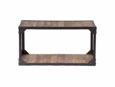 Table basse rectangulaire industrielle bois manguier massif et métal noir l90 cm atelier