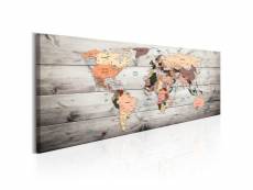 Tableau cartes du monde world maps: wooden travels taille 135 x 45 cm PD11792-135-45