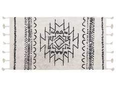 Tapis en coton blanc et noir 80 x 150 cm khouribga 332785
