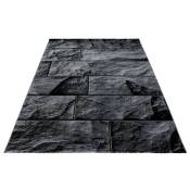 Tapis noir design pour salon rectangle Barkham Noir 120x170 - Noir