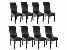 Tectake lot de 8 chaises aspect cuir - noir 403988