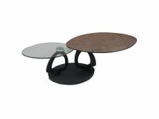 Vanim - table basse ovale plateaux verre et céramique