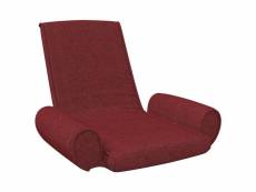 Vidaxl chaise pliable de sol rouge bordeaux tissu