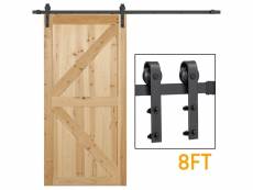 Yaheetech 8ft/244 cm kit de rail de porte coulissante système de porte suspendue pour garage cuisine chambre