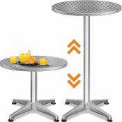 2x Table de bar - Table haute - Bistrot Aluminium - réglable en hauteur