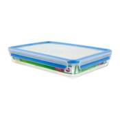 508545 Boîte alimentaire rectangulaire avec couvercle, 2.6 Litres, Transparent/bleu, Clip & Close (508545) - Emsa