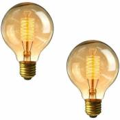 Ampoule à vis G80 40w - Paquet de 2 ampoules E27 à vis dimmable Vintage, ampoules à filament spiral décoratives, blanc chaud tiède 2700K