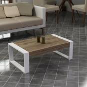 Azura Home Design - Table basse retro 90 cm blanc-chêne