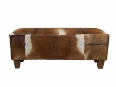 Bangku - banc décoratif - peau de chèvre-teck - 110x30x40