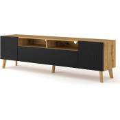 Bim Furniture - meuble tv meuble tv meuble tv salon luxi 195x42x56cm chêne noir mat