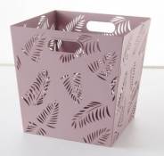 Boîte de rangement en métal perforé motif feuilles Mixxit coloris violet