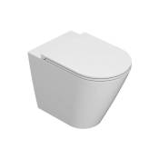 Ceramica Globo - Récipient en céramique à poser au sol sans rebord 57x36 cm Globo Forty3 FO004BI Blanc - Céramique - Avec couvercle de toilette à