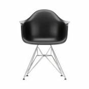 Chaise DAR - Eames Plastic Armchair / (1950) - Pieds chromés - Vitra noir en plastique