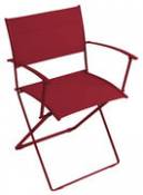 Chaise pliant Plein air / Toile - Fermob rouge en métal