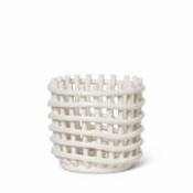 Corbeille Ceramic Small / Ø 16 x H 14,5 cm - Fait main - Ferm Living blanc en céramique