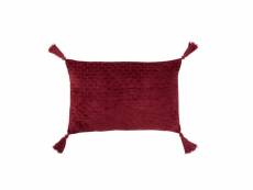 Coussin motifs rectangulaire coton rouge fonce - l 60 x l 40 x h 3 cm