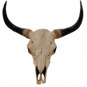 Décoshop26 - Tête de mort décorative 64cm trophée tête de taureau longhorn polyrésine intérieur/extérieur naturel